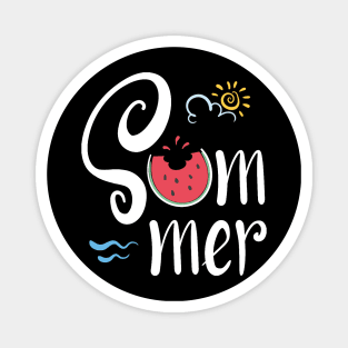 Cute Summer With The Sun And Watermelon Magnet